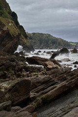 Rocky beach scene from a remote location in Devon UK