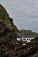 Rocky beach scene from a remote location in Devon UK