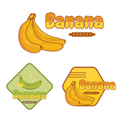 Banana logo set vector, Perfect to use for food business, restaurant or banana related business.