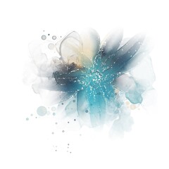 abstract fluid art painting alcohol ink technique blue flower