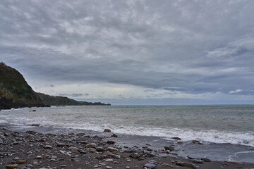 Rocky beach scene from a remote location in Devon UK