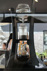 Cold brew coffee system at a modern coffee shop.
