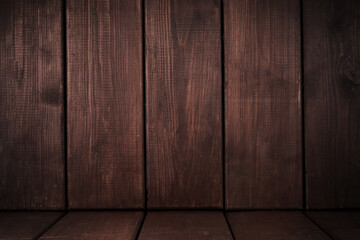 Dark wood planks background, wood wall and floor
