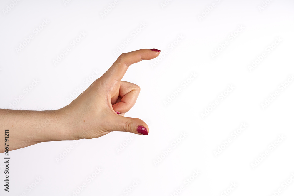 Poster hand showing size isolated on white background with clipping path.