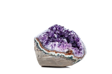 Amethyst Crystal Druse  macro mineral on white background