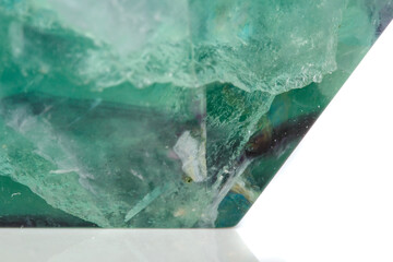 Macro mineral stone Fluorite crystal on a black background