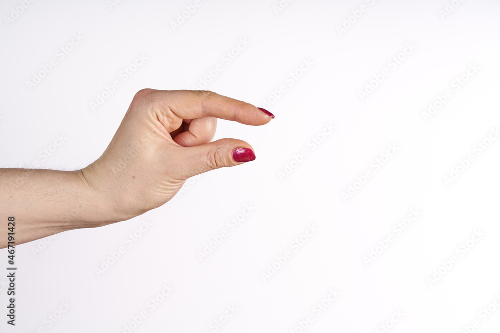 Poster hand showing size isolated on white background with clipping path.