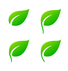 stylized lush green leaf icon symbol set