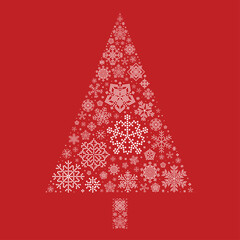 Christmas Tree Made rom Snowflakes Greeting Card