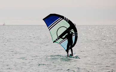 active, beach, blue, extreme sports, foil boarding, foil surfing, foil wing, hydrofoil, man, ocean,...