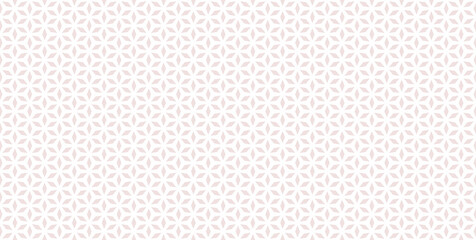 Horizontal floral geo grid pattern. Minimalistic seamless illustration with light pink and white diamond shapes. Abstract vector texture. Ornament used for design wallpaper, covers, wrapping, print