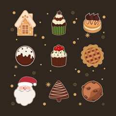 Christmas cookies set vector background