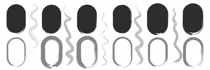 Doodle brush  for banner design. Hand drawn set. Brush in sketch style. Stock image.