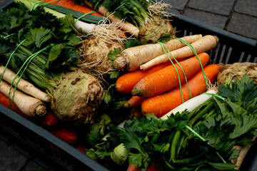 Włoszczyzna, Warzywa przygotowane do sprzedaży,  Vegetable sets prepared for sale - obrazy, fototapety, plakaty