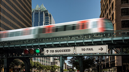Street Sign TO SUCCEED versus TO FAIL