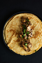 crepes with champignon mushrooms