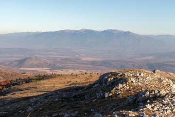 Autumn sunset view of Konyavska mountain, Bulgaria