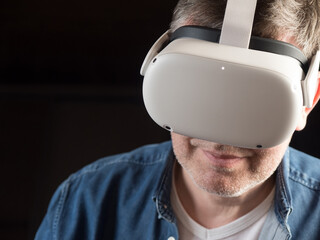 Man wearing a virtual reality headset