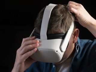 Man wearing a virtual reality headset