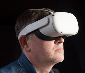 Man wearing a virtual reality headset