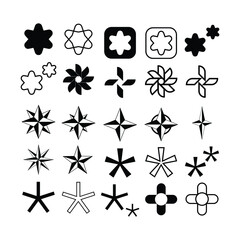 set of star icons collection in various styles. star illustrations that are suitable for elements such as snowflakes, sparkling items, decoration, etc.