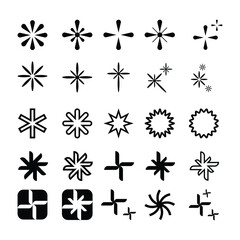 set of star icons collection in various styles. star illustrations that are suitable for elements such as snowflakes, sparkling items, decoration, etc.