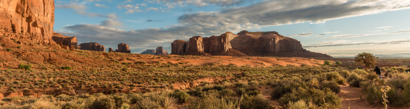 Tranquil southwest scene with photographer in Monument Valley
