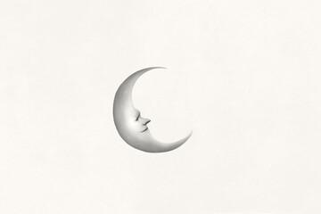 Fototapeta na wymiar illustration of esoteric retro moon, surreal minimal icon