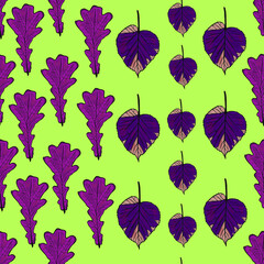 Leaves pattern. Seamless illustration of geometric leaves. Blank for designers, ornament, clothing, textiles