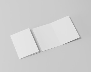 Blank two-leaf fold paper on the empty background, a4 brouchure, two fold leaflet