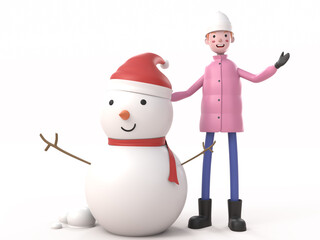 3D Character people on christmas and new year concept