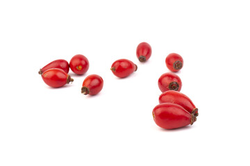 The rosehip isolated on white background. Fresh raw berries