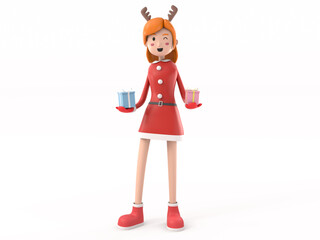 3D Character people on christmas and new year concept