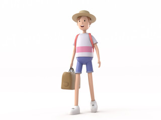 3D Character with young traveler man