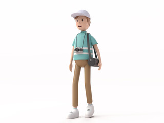 3D Character with young traveler man