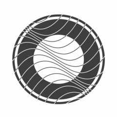 Luxury logo with circle and waves isolated on transparent background. Vector template for business