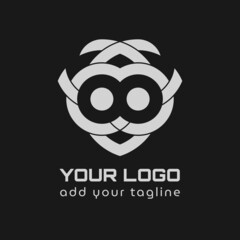 Laconic logo with a human face. Template for company and business. Vector