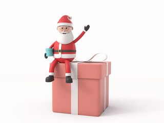 3D Character with Santa claus with gift