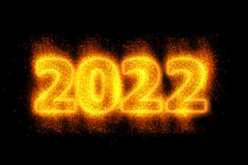 3D illustration New Year concept 2022 design with text fire.