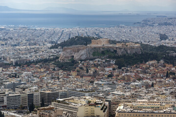 Fototapeta na wymiar Panoramic view of the city of Athens from Lycabettus hill, Greece