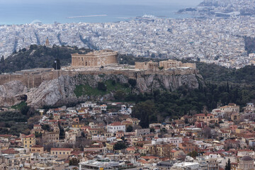 Naklejka premium Panoramic view of the city of Athens from Lycabettus hill, Greece