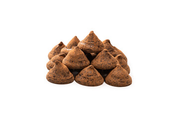 Chocolate truffles isolated on a white background.