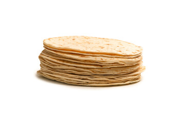 Grilled pitta bread isolated on white background.