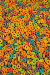 Fototapeta na wymiar Sweet multicolored flakes, cereal loops.