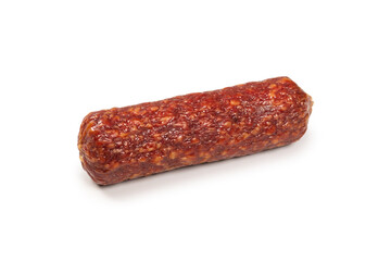 Tasty salami isolated on a white background.