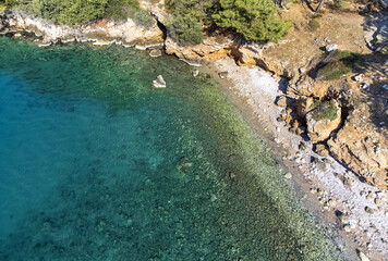 The Drone Aerial View of Akyaka Bay, Turkey