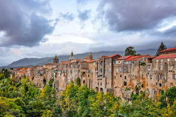 Panoramic view of Sant'Agata de 'Goti, a medieval town of Campania, Italy.