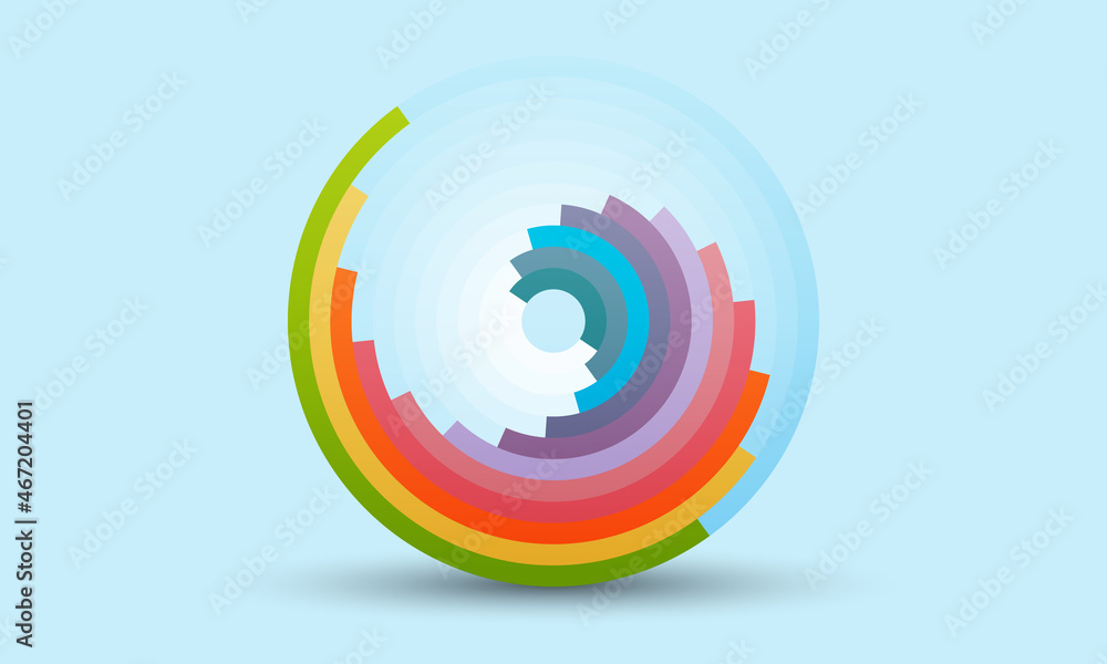 Fototapete Abstract background with lines. Halftone design in circles. Circular color element as logo or icon.