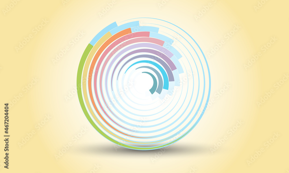 Fototapete Abstract background with lines. Halftone design in circles. Circular color element as logo or icon.