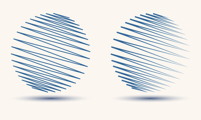 Blue lines circle as icon or logo. Globe planet concept.